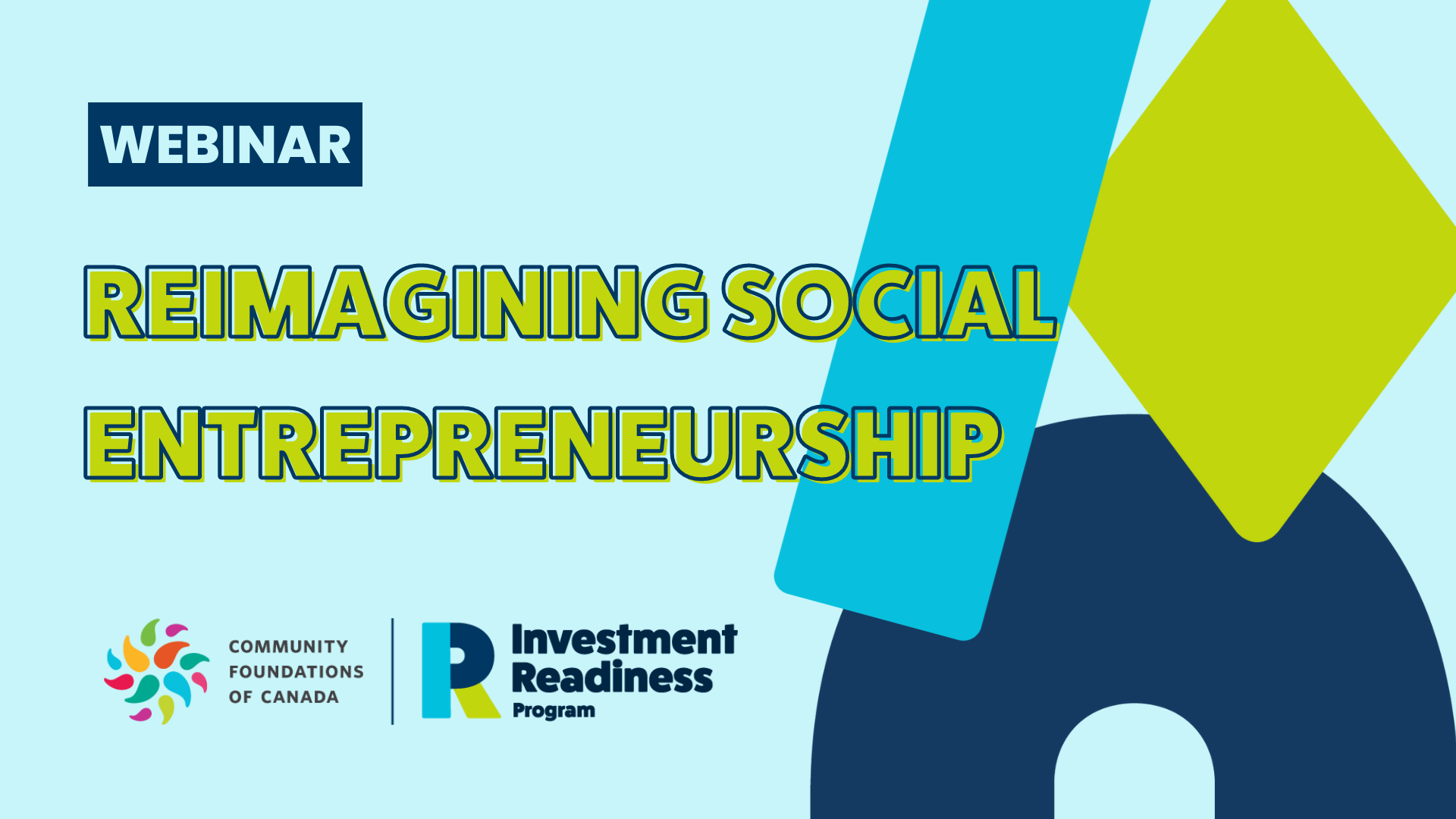 IRP branded image with light blue background announcing this webinar Reimagining Social Entrepreneurship